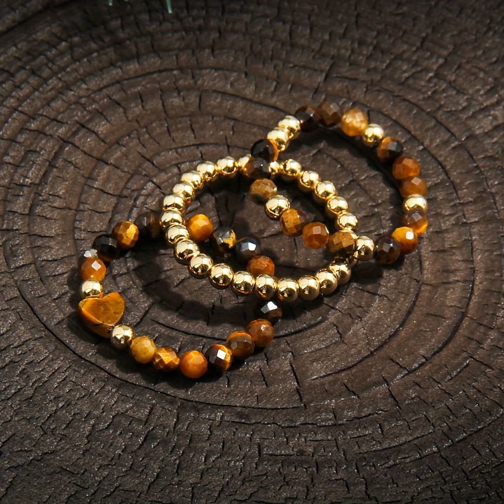 3pcs Elegant Stretch Beaded Rings Set, Gift-Ready
